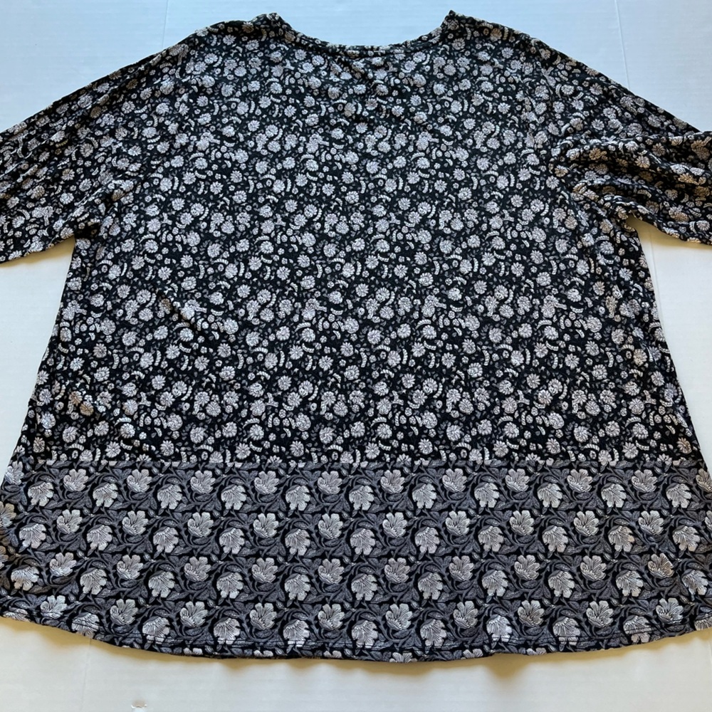 Lucky Brand Women's Black Mixed Floral Print Long Sleeve Boho Tunic Top 3X - Picture 6 of 11